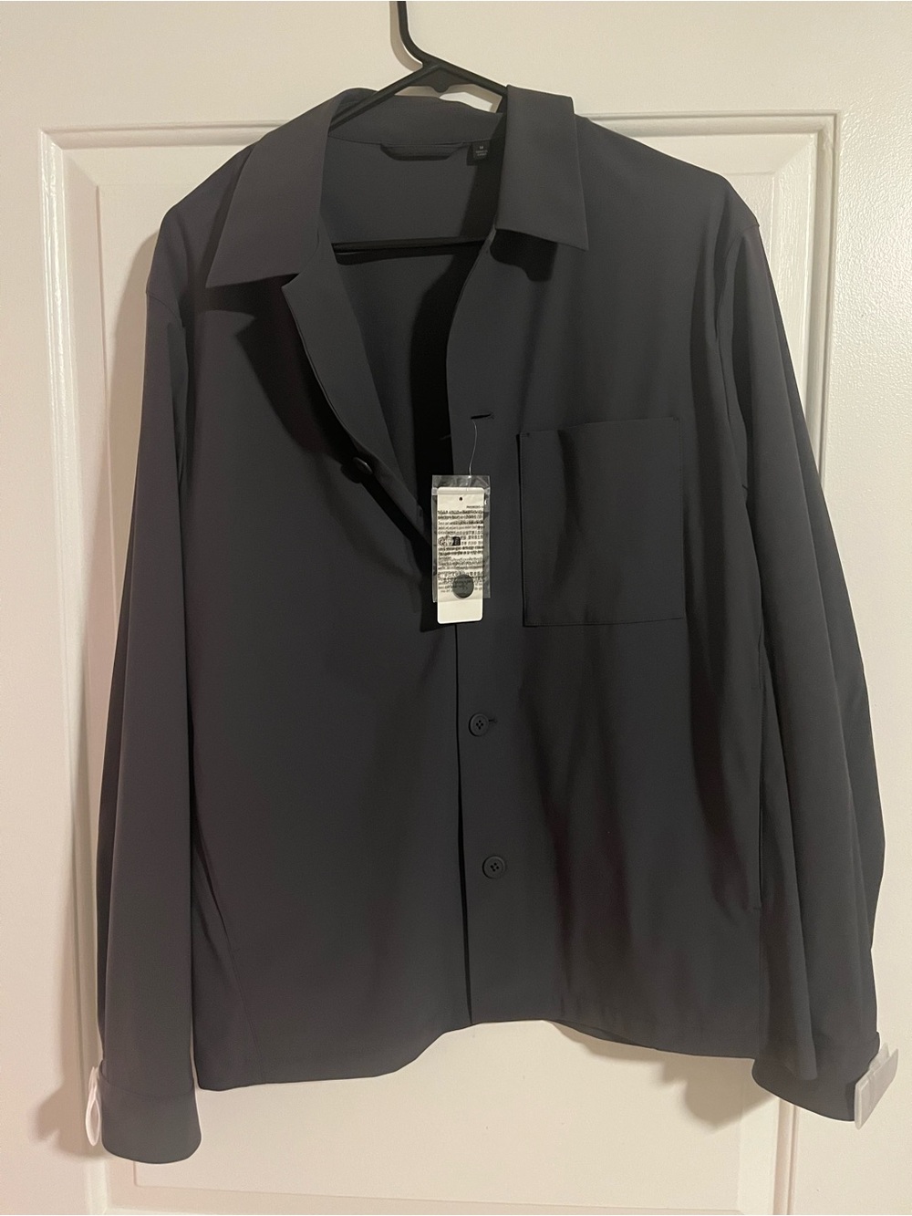 Uniqlo Men's Black Casual Button-Down Shirt Jacket